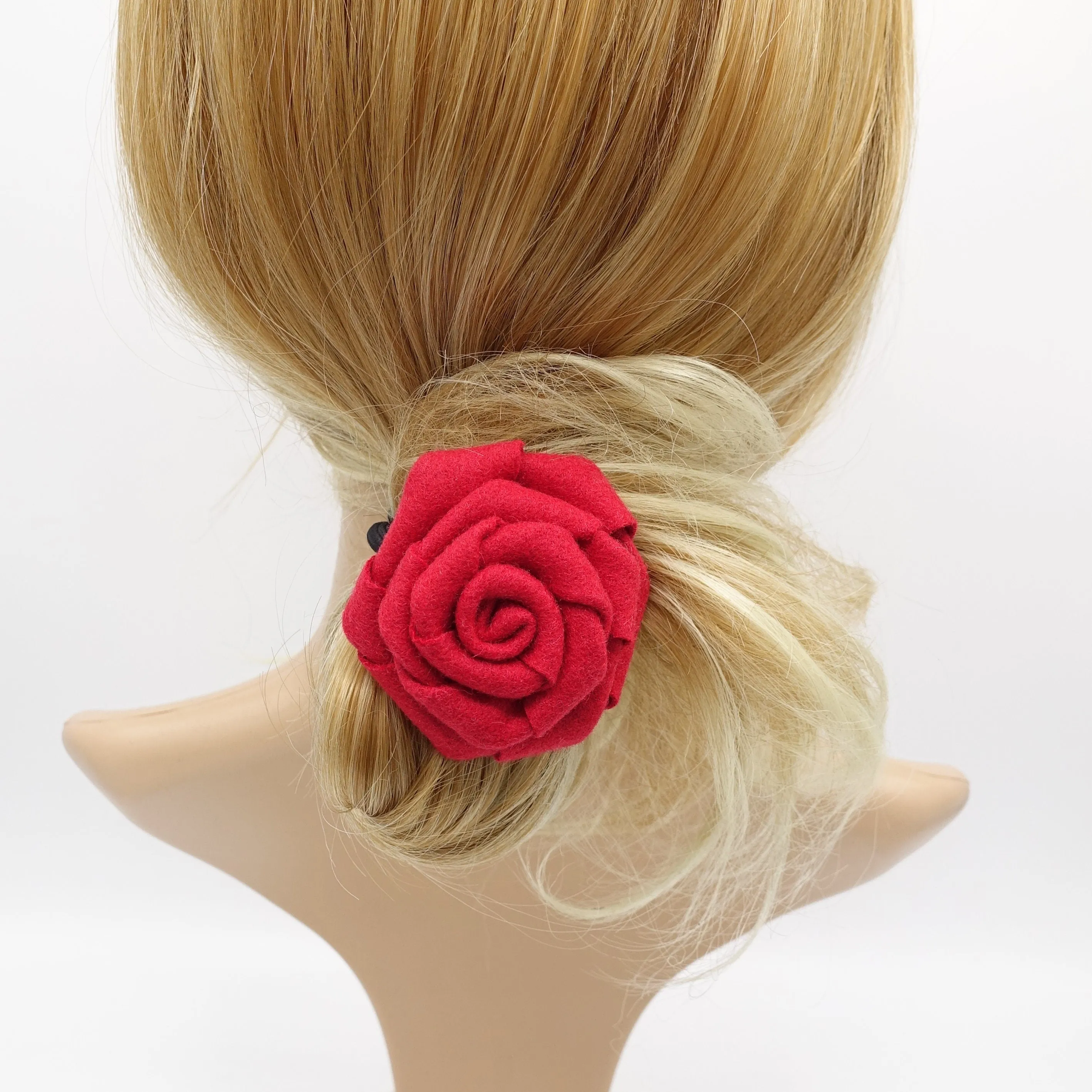 woolen flower hair tie ponytail holder