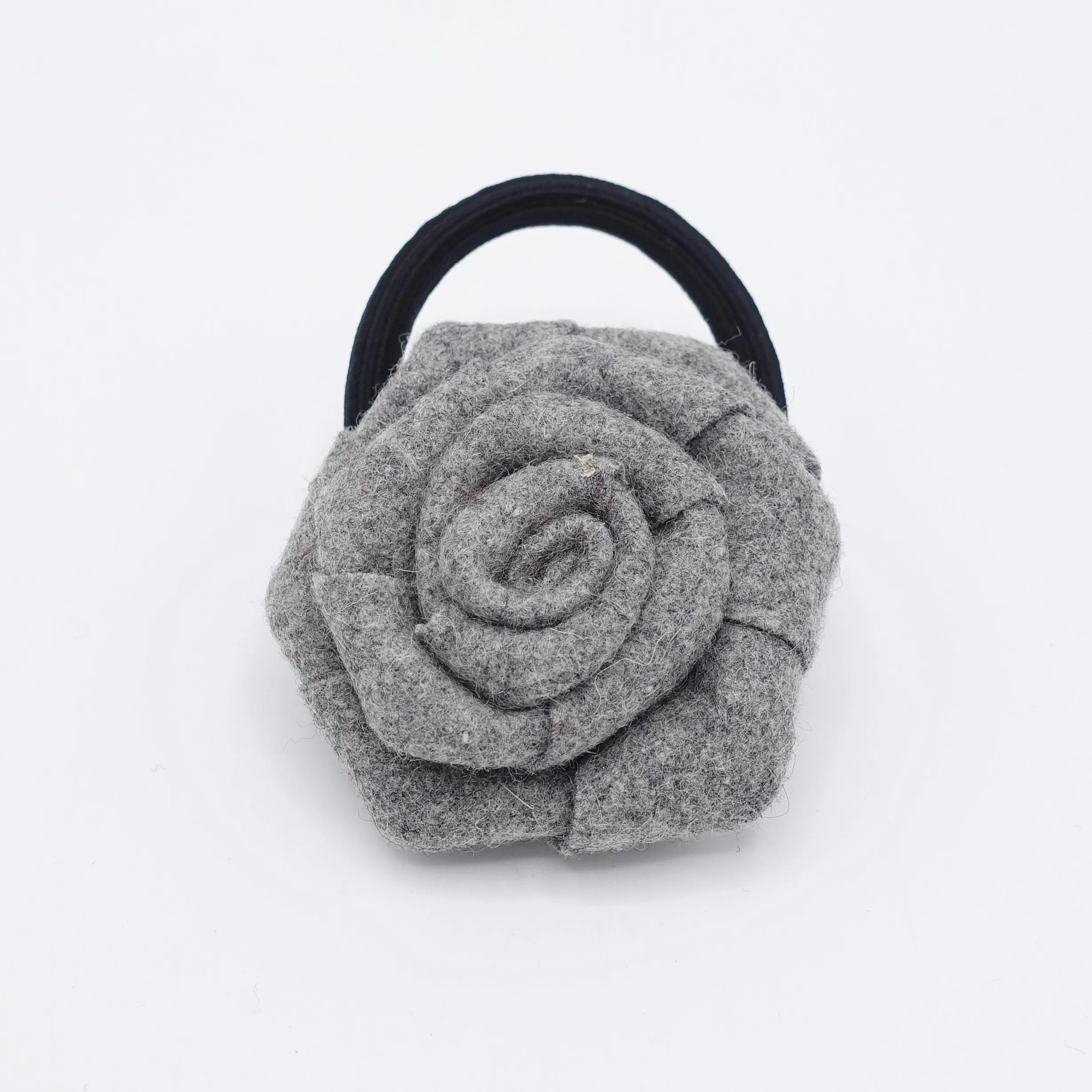 woolen flower hair tie ponytail holder