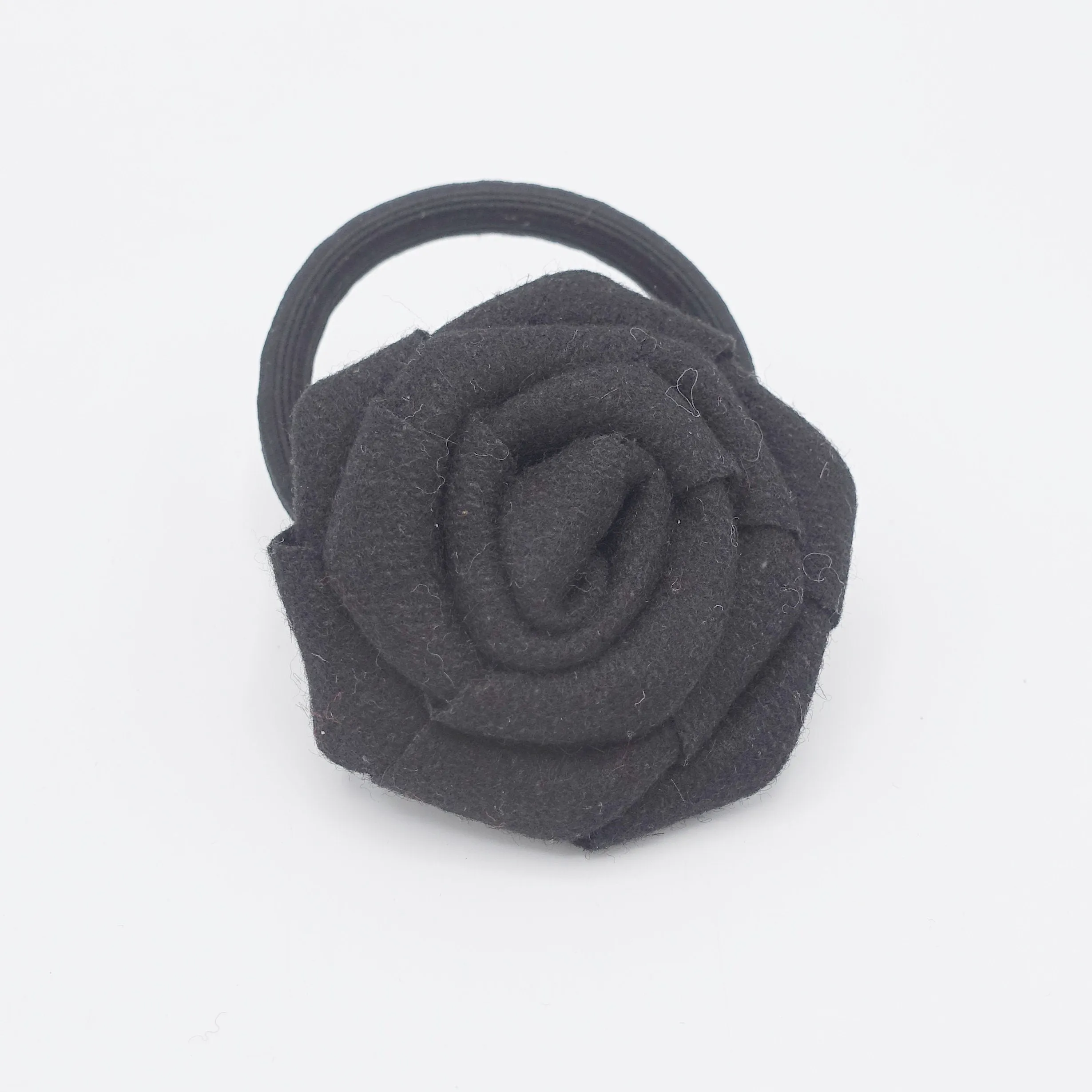 woolen flower hair tie ponytail holder