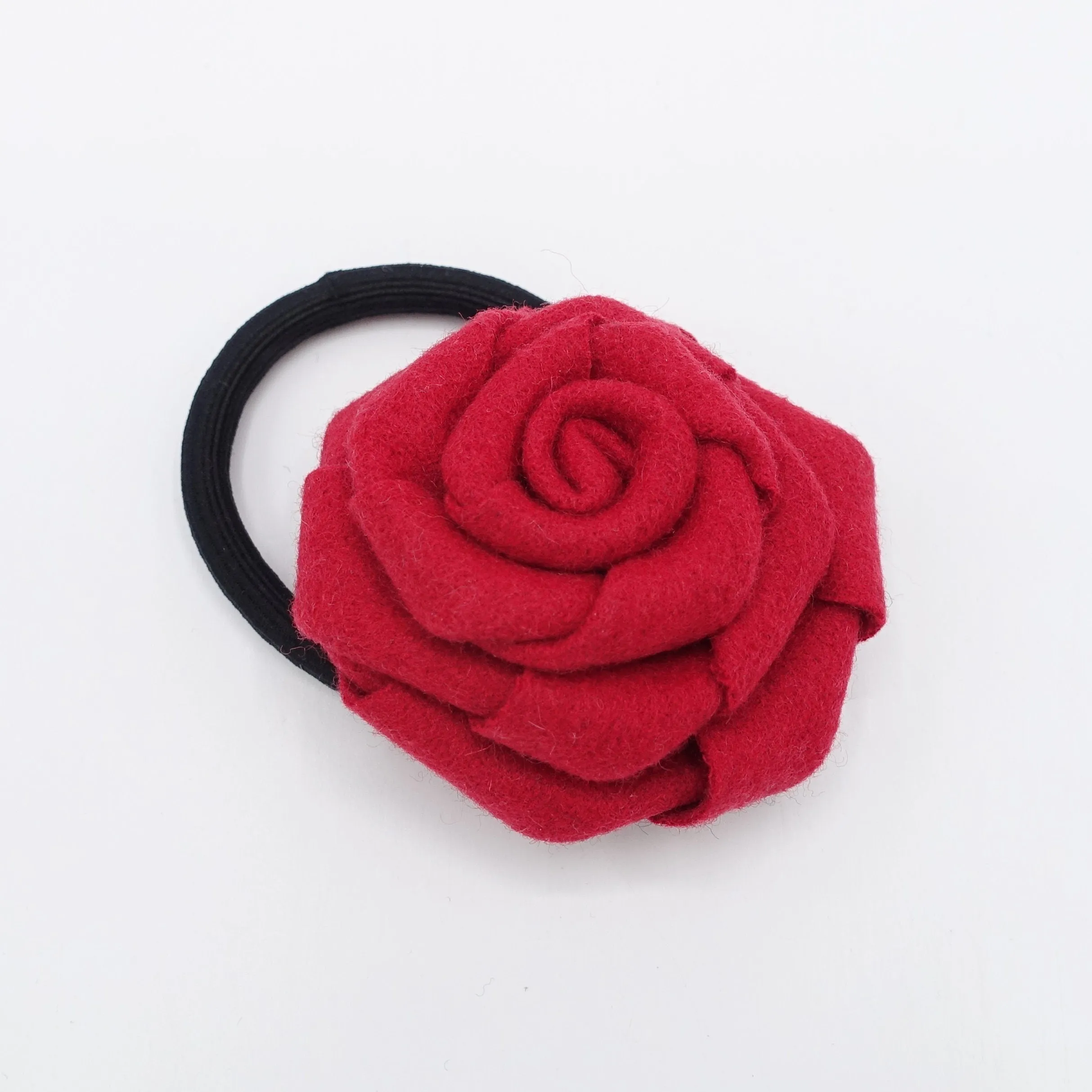 woolen flower hair tie ponytail holder