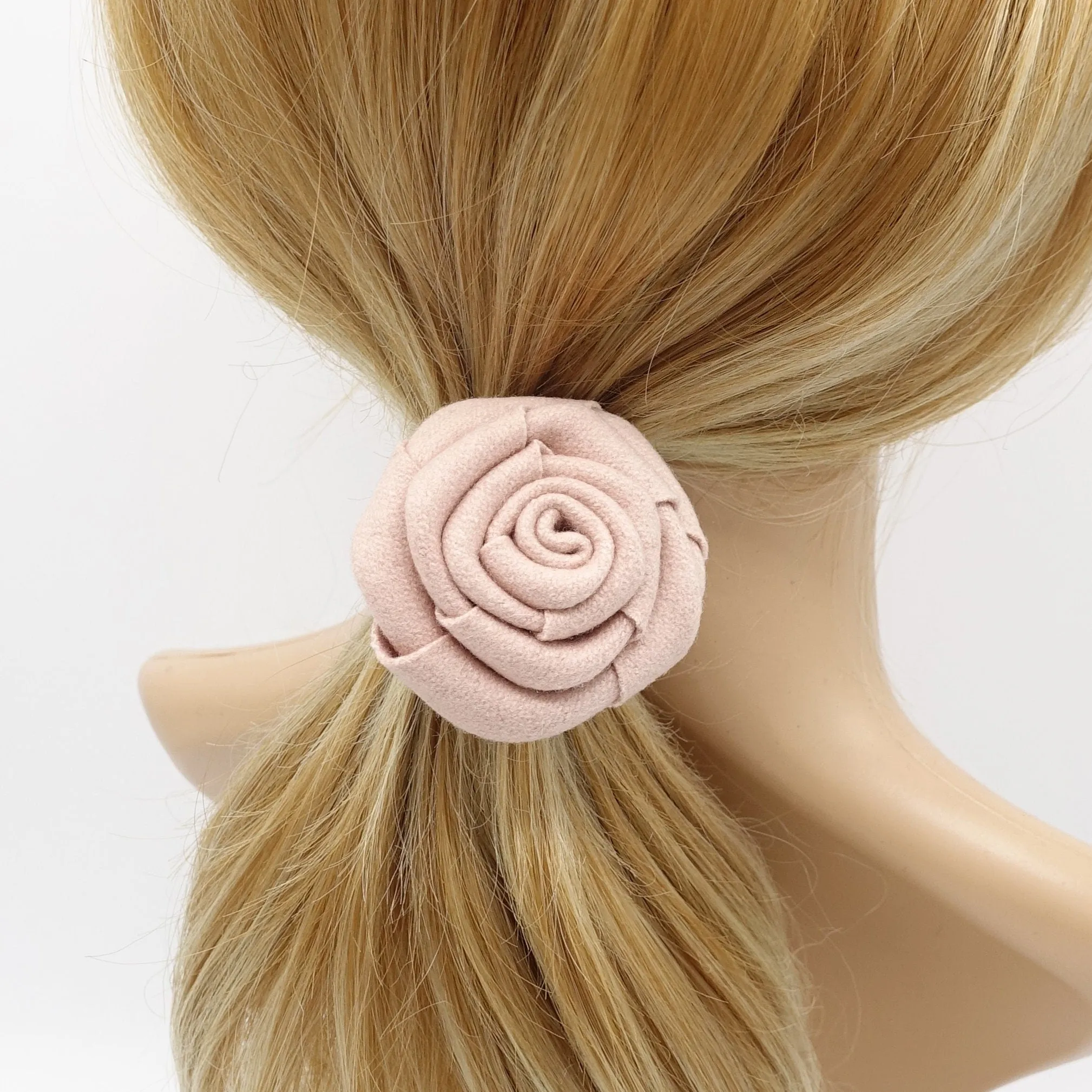 woolen flower hair tie ponytail holder