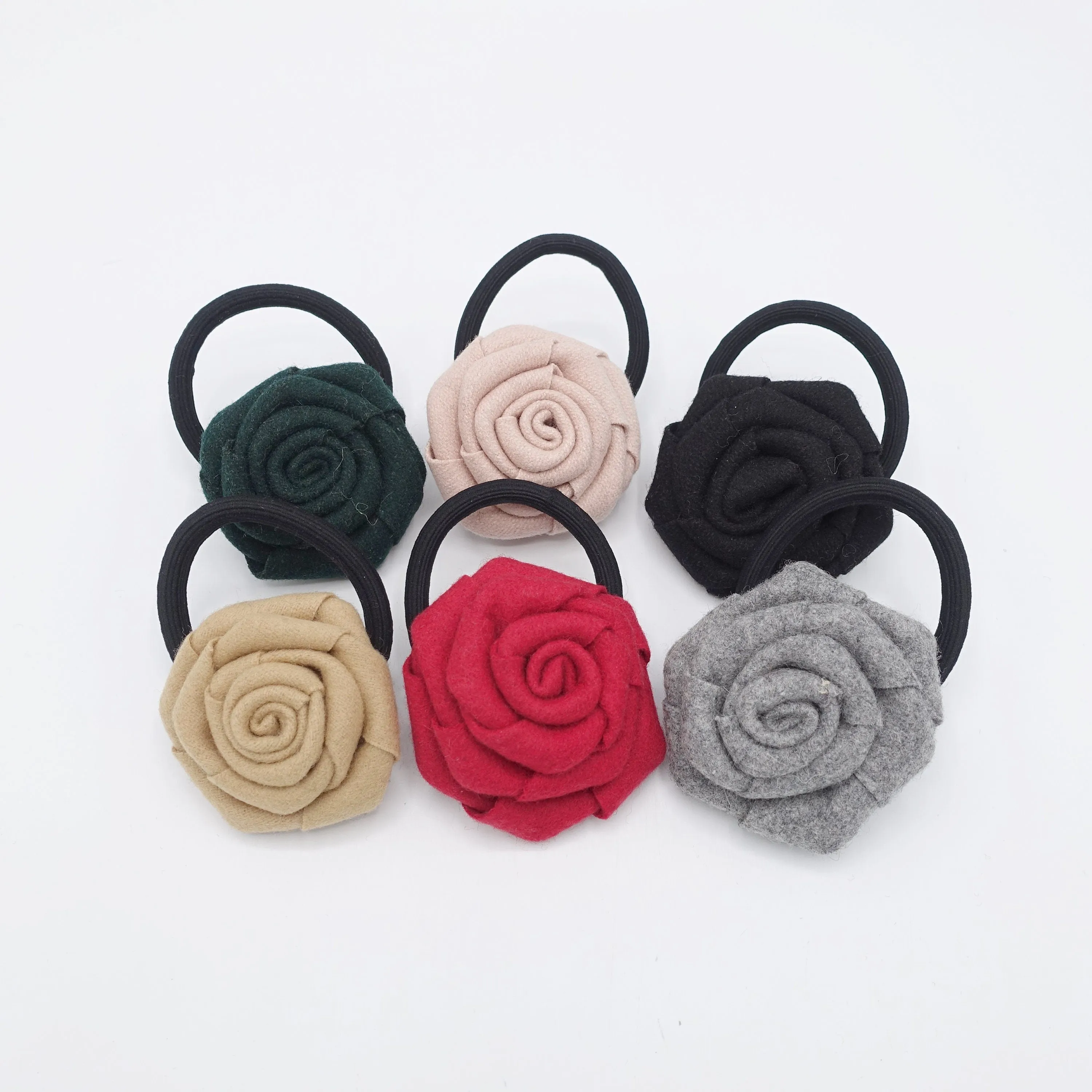 woolen flower hair tie ponytail holder